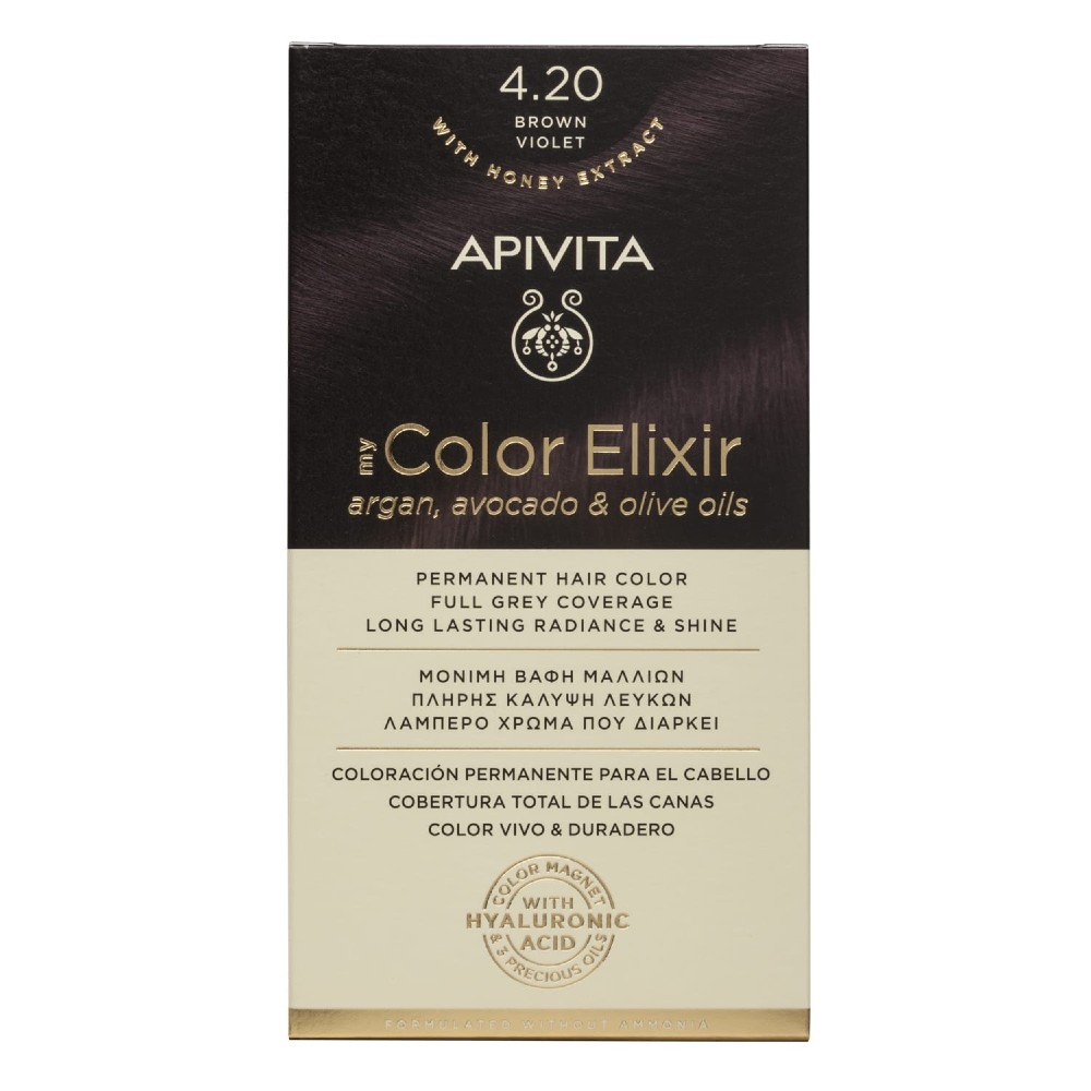 Apivita | My Color Elixir Μόνιμη Βαφή Μαλλιών No 4.20 Καστανό Βιολετί | 50ml