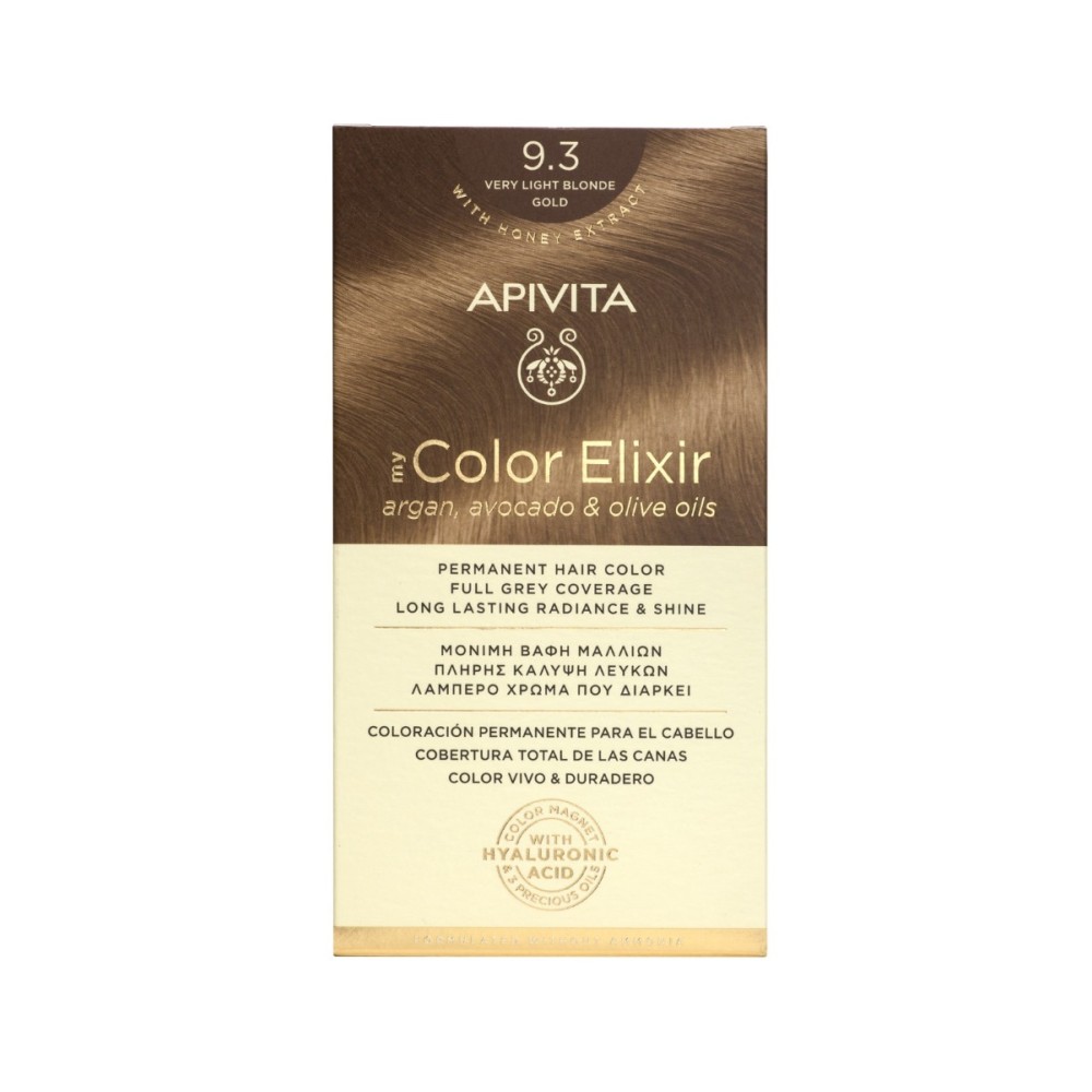 Apivita | My Color Elixir Μόνιμη Βαφή Μαλλιών No 9.3 Ξανθό πολύ Ανοιχτό Μελί | 50ml