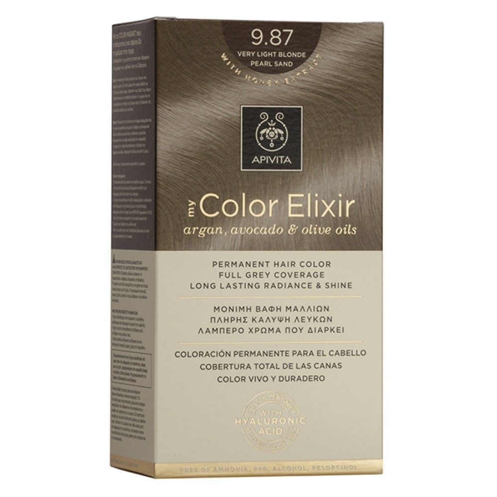 Apivita | My Color Elixir Μόνιμη Βαφή Μαλλιών No 9.87 Ξανθό πολύ Ανοιχτό Μελί Περλέ Μπεζ | 50ml