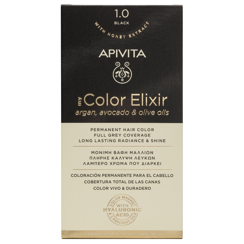 Apivita | My Color Elixir Μόνιμη Βαφή Μαλλιών No 1.0 Μαύρο | 50ml
