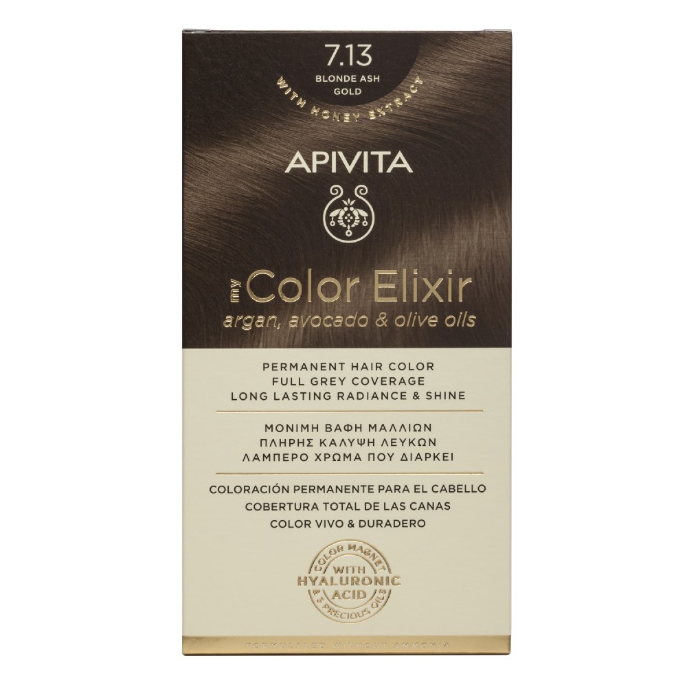 Apivita | My Color Elixir Μόνιμη Βαφή Μαλλιών No 7.13 Ξανθό Σαντρέ Μελί | 50ml