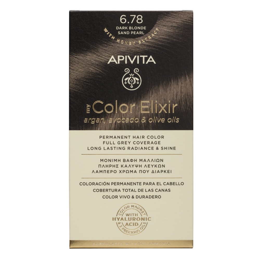 Apivita | My Color Elixir Μόνιμη Βαφή Μαλλιών No 6.78 Ξανθό Σκούρο Μπεζ Περλέ | 50ml