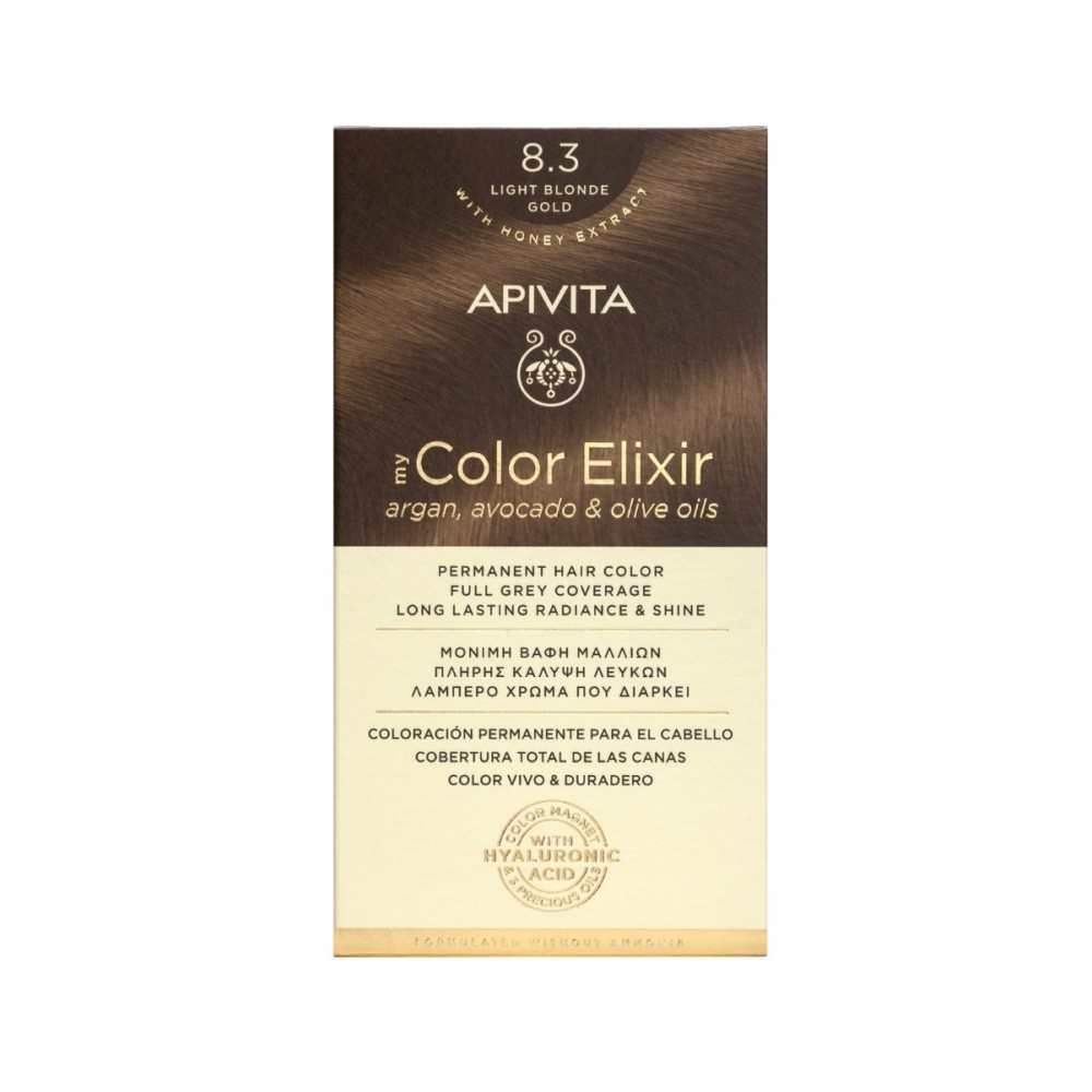 Apivita | My Color Elixir Μόνιμη Βαφή Μαλλιών No 8.3 Ξανθό Ανοιχτό Μελί | 50ml
