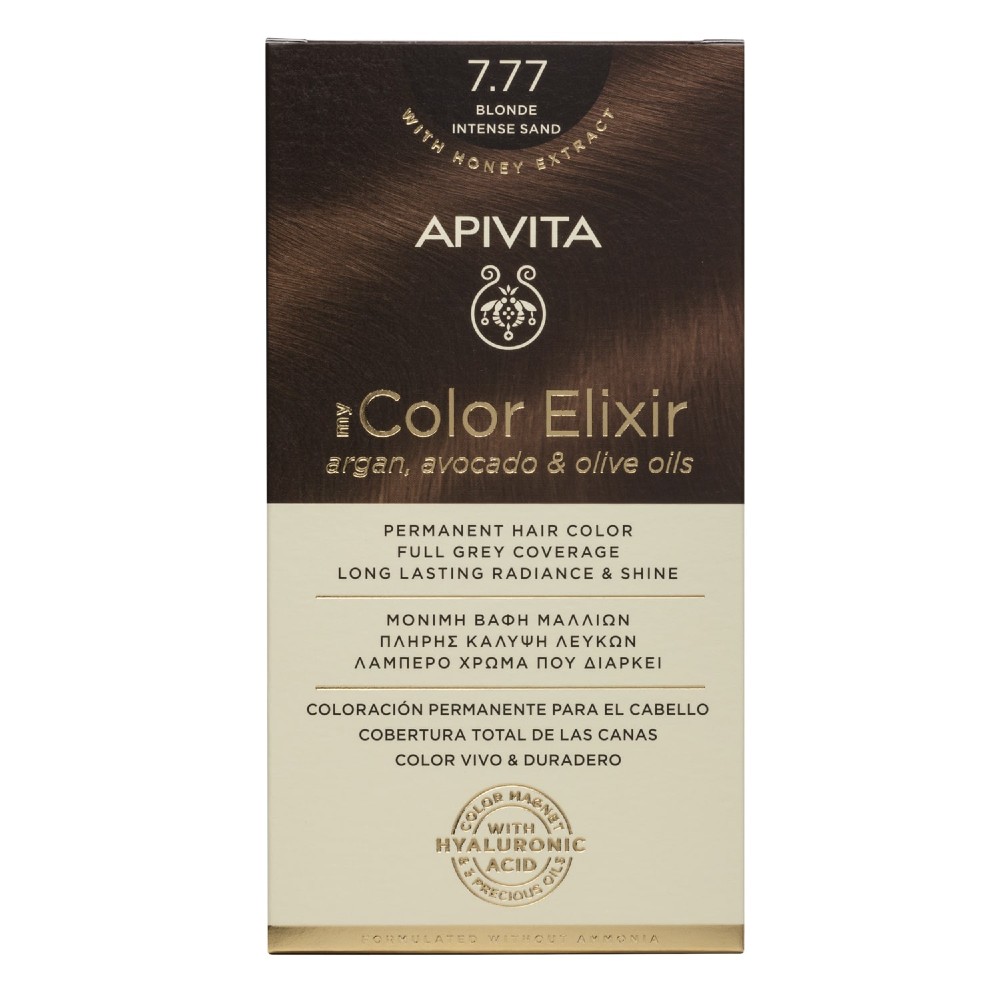 Apivita | My Color Elixir Μόνιμη Βαφή Μαλλιών No 7.77 Ξανθό Έντονο Μπεζ | 50ml