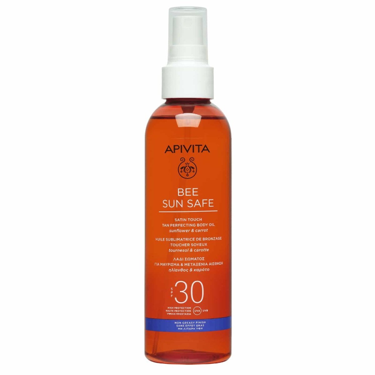 Apivita | Bee Sun Safe Satin Touch Λάδι Σώματος για Μαύρισμα & Μεταξένια Αίσθηση SPF30 | 200ml