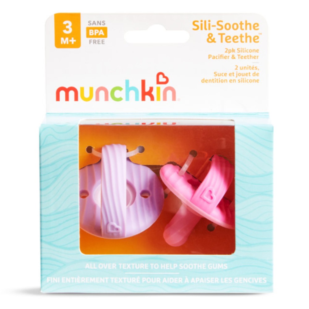 Munchkin | Sili-Soothe & Teethe Πιπίλες 3+ Ροζ-Μωβ | 2τμχ