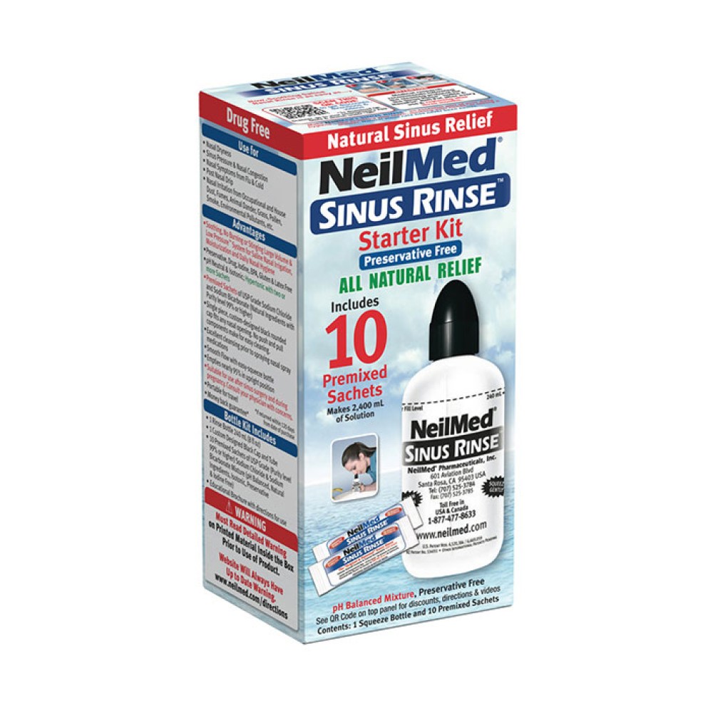 NeilMed | Sinus Rinse Starter Kit | Σύστημα Ρινικών Πλύσεων Για Ενήλικες | 1 Φιάλη & 10 Ανταλλακτικά Φακελάκια