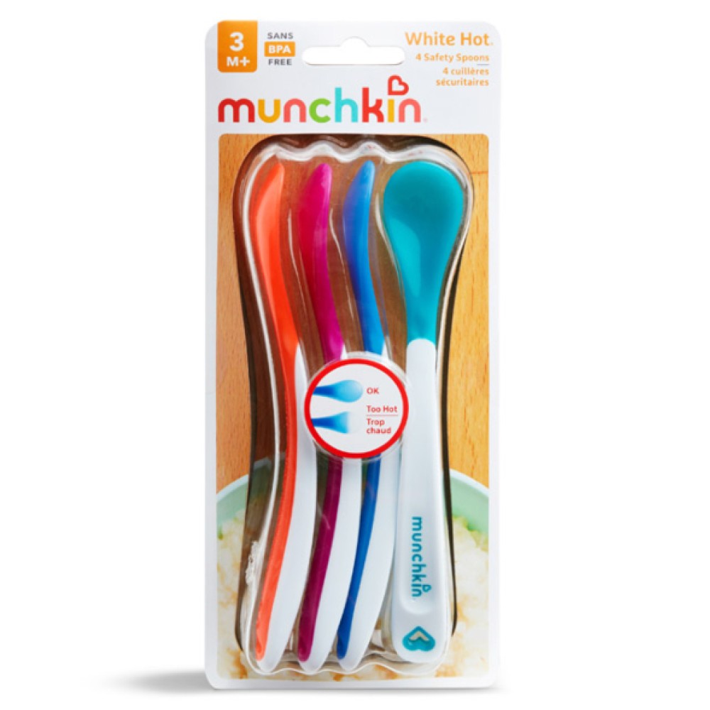 Munchkin | White Hot 4 Safety Spoons | Σέτ 4 Κουταλάκια με Σύστημα White Hot από 4+μηνών | 4τμχ
