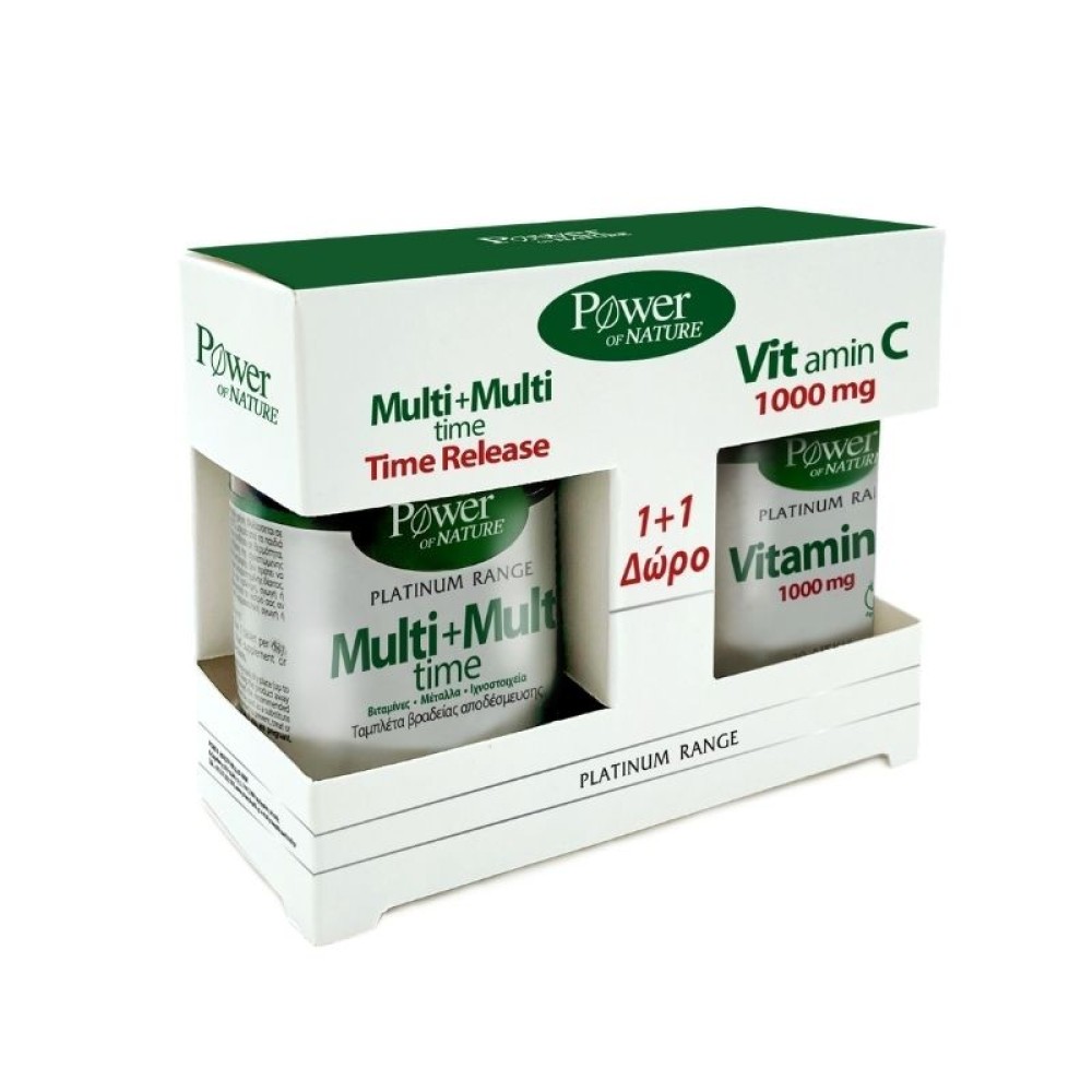 Power Health | Platinum Range | Multi+Multi time Πολυβιταμίνη 30caps & ΔΩΡΟ Vitamin C 1000mg 20caps