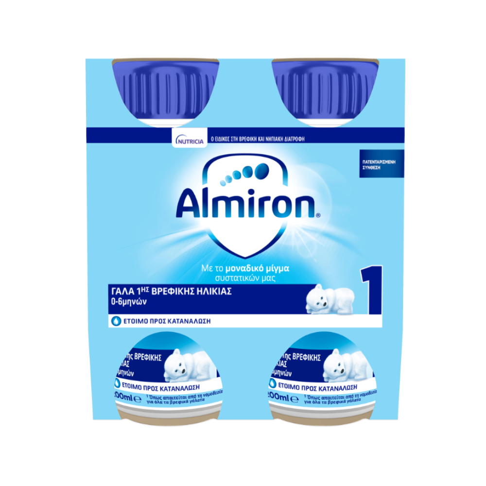 Nutricia | Almiron 1 Γάλα 1ης Βρεφικής Ηλικίας 0-6 μηνών σε Υγρή Μορφή | 4x200ml