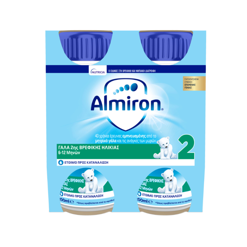 Nutricia | Almiron 2 Γάλα 2ης Βρεφικής Ηλικίας 6-12 μηνών σε Υγρή Μορφή | 4x200ml