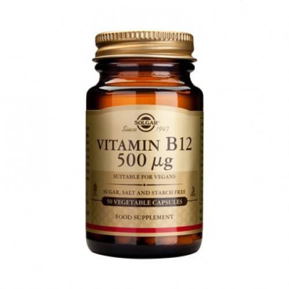 Solgar | Vit. B12  |  Συμπλήρωμα Διατροφής  Βιταμίνη Β12 500μg |50 Φυτοκάψουλες