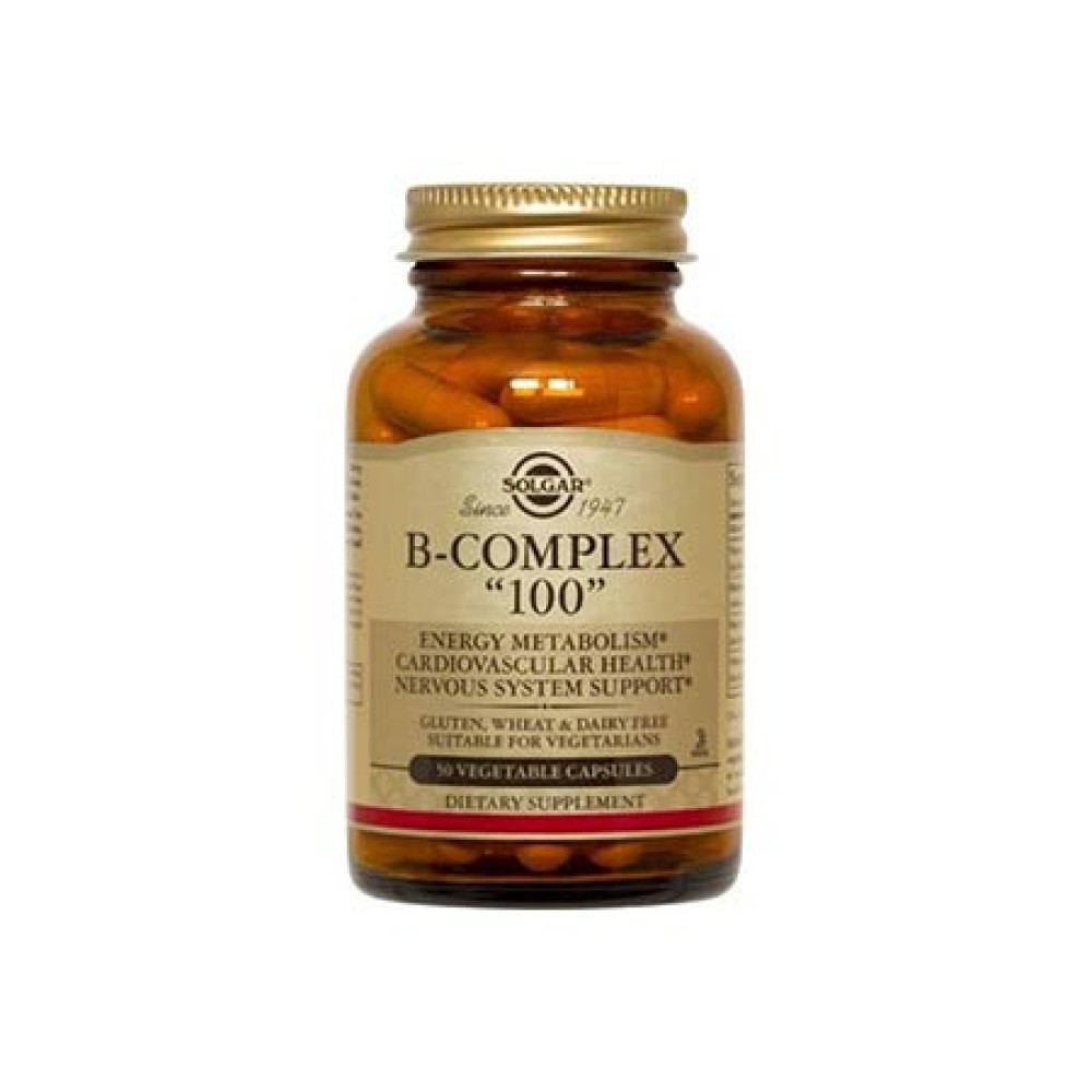 Solgar | B-Complex 100 |Συμπλήρωμα Διατροφής Συμπλέγματος Βιταμινών Β | 50 Φυτοκάψουλες