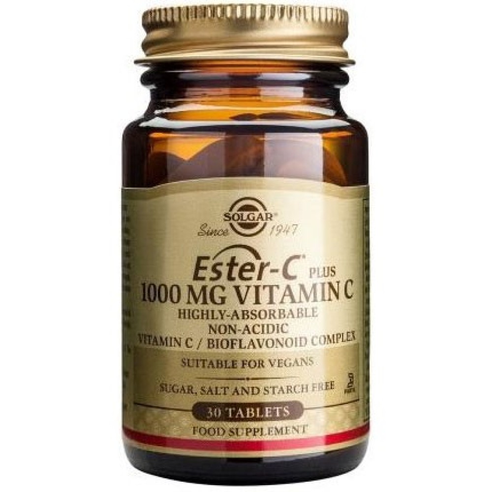 Solgar | Ester-C 1000MG | Συμπλήρωμα Διατροφής με Βιταμίνη C 1000mg Προηγμένης Μορφής | 30 Ταμπλέτες