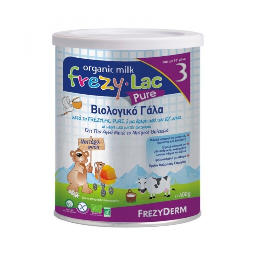 Frezy-Lac | Organic Milk Pure 3 | Βιολογικό Γάλα 3ης Βρεφικής Ηλικίας από τον 10ο Μήνα| 400gr