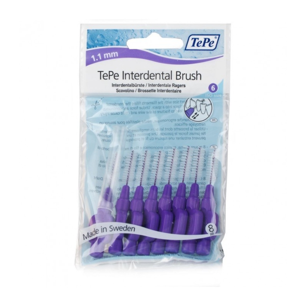 Tepe | Interdental Brush 1.1mm | Μεσοδόντιο Βουρτσάκι Μωβ | 8τμχ