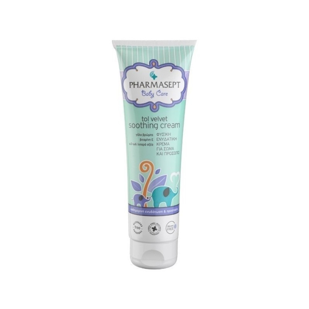 Pharmasept |  Tol Velvet Baby Soothing Cream |  Φυσική Ενυδατική Κρέμα για το Πρόσωπο & το Σώμα του Μωρού |  150ml