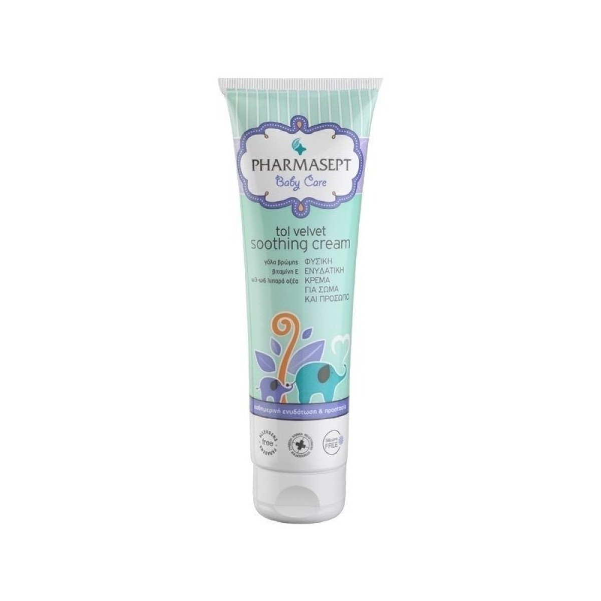 Pharmasept |  Tol Velvet Baby Soothing Cream |  Φυσική Ενυδατική Κρέμα για το Πρόσωπο & το Σώμα του Μωρού |  150ml