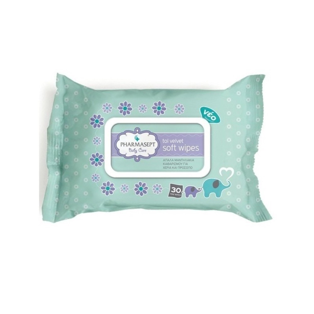 Pharmasept |  Tol Velvet Baby Soft Wipes | Παιδικά μαντηλάκια χωρίς οινόπνευμα |  30τμχ