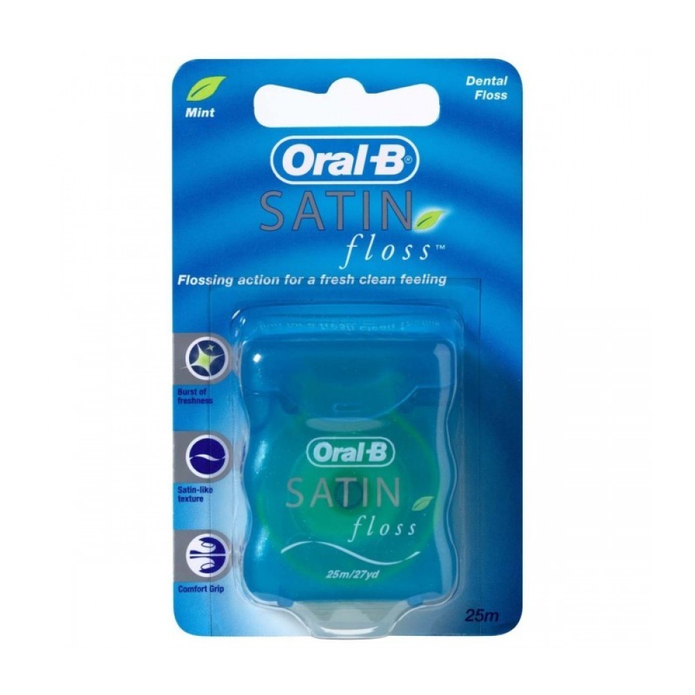 Oral-B |  Satin Floss | Oδοντικό νήμα με σατέν υφή και άρωμα μέντας |  25m