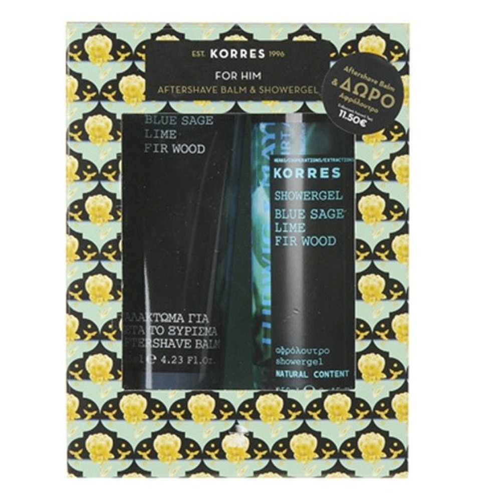 Korres |  Gift Set Aftershave Balm & Showergel for Him | Ανδρικό Σετ  με Αφρόλουτρο  50ml &  Βάλσαμο για μετά το Ξύρισμα  125ml