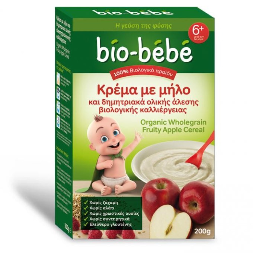 Bio-bebe® Κρέμα με μήλο & δημητριακά ολικής άλεσης 200g