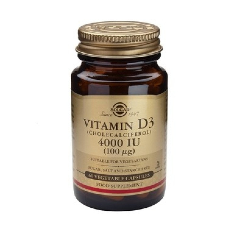 Solgar| Vitamin D3 4000 IU (100 µg) | Συμπλήρωμα Διατροφής Βιταμίνης D3 |60 caps