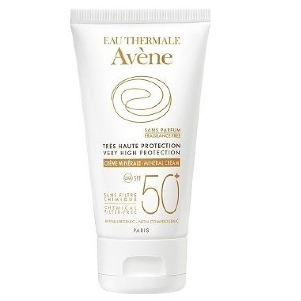 Avene | Mineral Cream | Αντηλιακή Κρέμα Προσώπο  Πολύ Υψηλής Προστασίας SPF50+ Για Μη Ανεκτικές Επιδερμίδες  |50ml