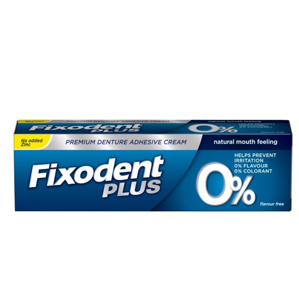 Fixodent | Pro Plus 0% | Στερεωτική Κρέμα για Τεχνητές Οδοντοστοιχίες | 40gr