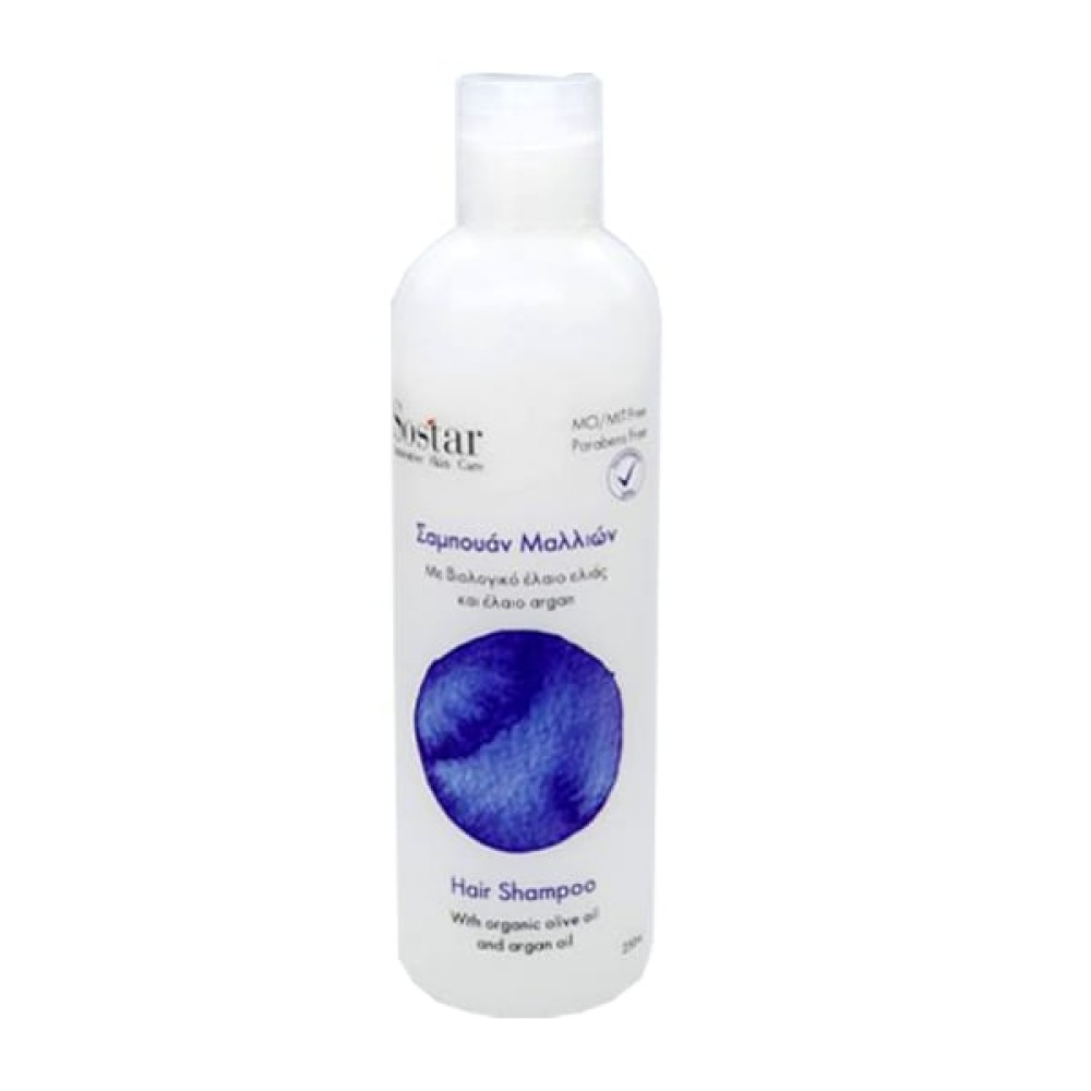 Sostar | Natural Shampoo | Σαμπουάν για Ταλαιπωρημένα Μαλλιά με Έλαιο Ελιάς και Έλαιο Argan | 250 ml