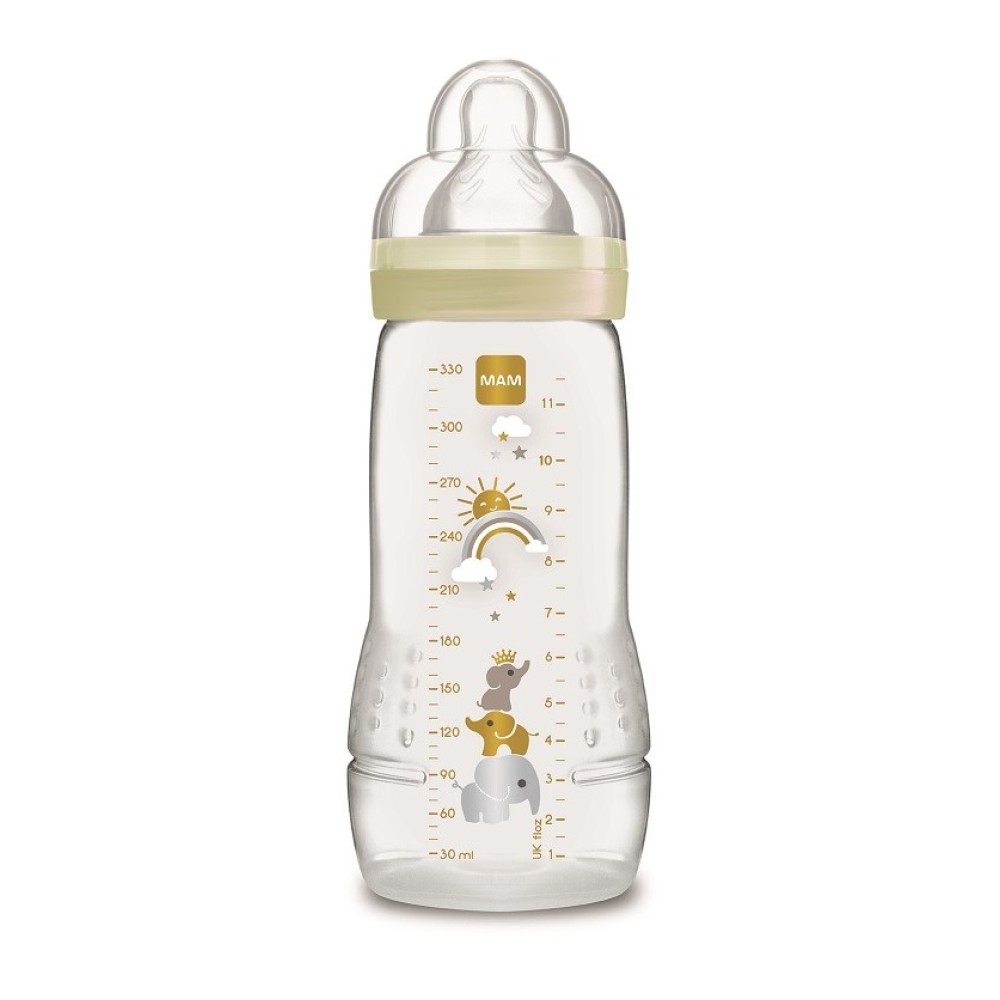 Mam | Easy Active Baby Bottle Πλαστικό Μπιμπερό με Θηλή Σιλικόνης 4+ Μηνών | Λευκό | 330ml