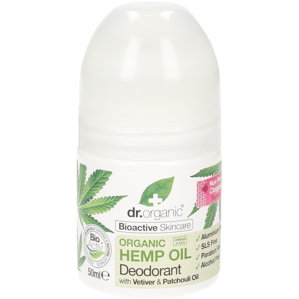 Dr. Organic | Organic Hemp Oil Deodorant Roll On | Αποσμητικό με Εκχύλισμα Κλωστικής Κάνναβης | 50ml
