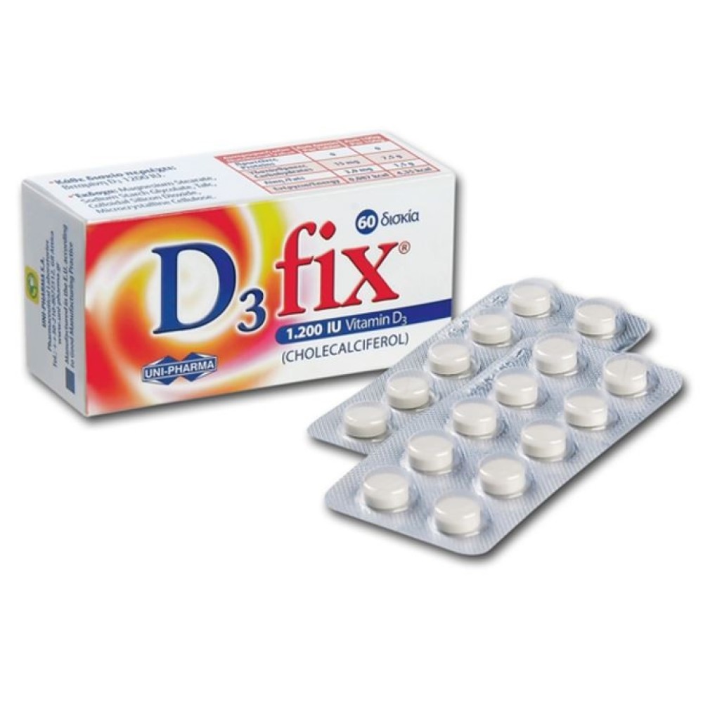 Uni-Pharma | D3 Fix Max 1.200iu |Συμπλήρωμα Διατροφής με Βιταμίνη D3 | 60 tabs