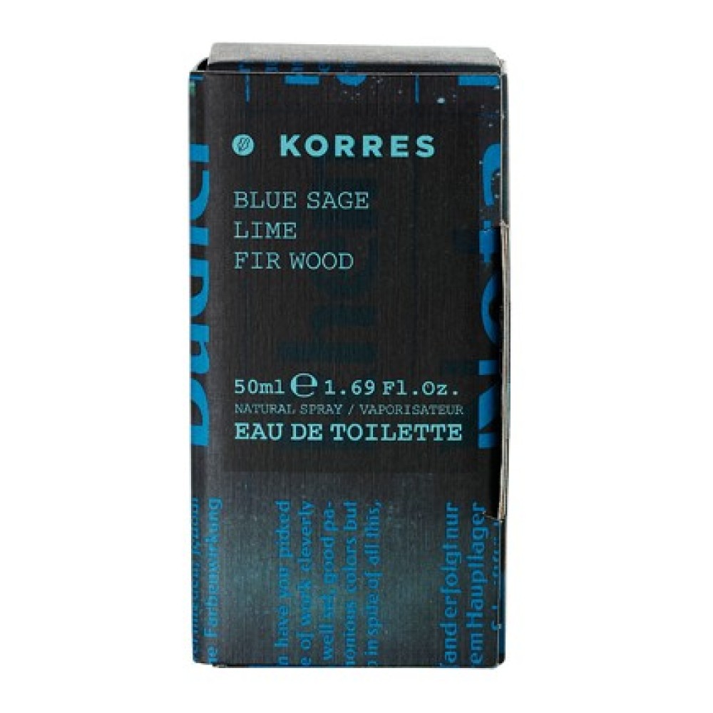 Korres | Blue Sage, Lime, Fir Wood Eau De Toilette  For Men| 50 ml