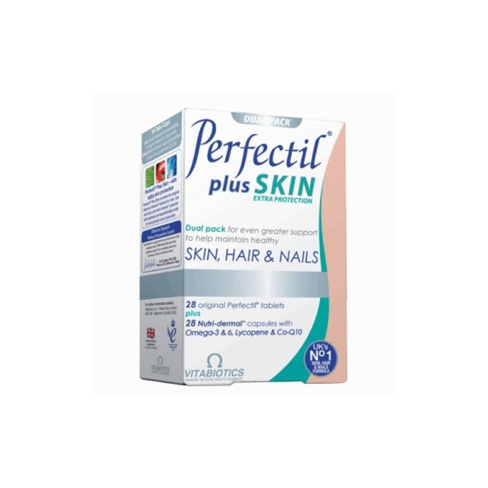 Vitabiotics | Perfectil Plus Skin Extra Support | Ολοκληρωμένη Φόρμουλα για Μαλλιά Νύχια & Δέρμα | 2x28 tabs