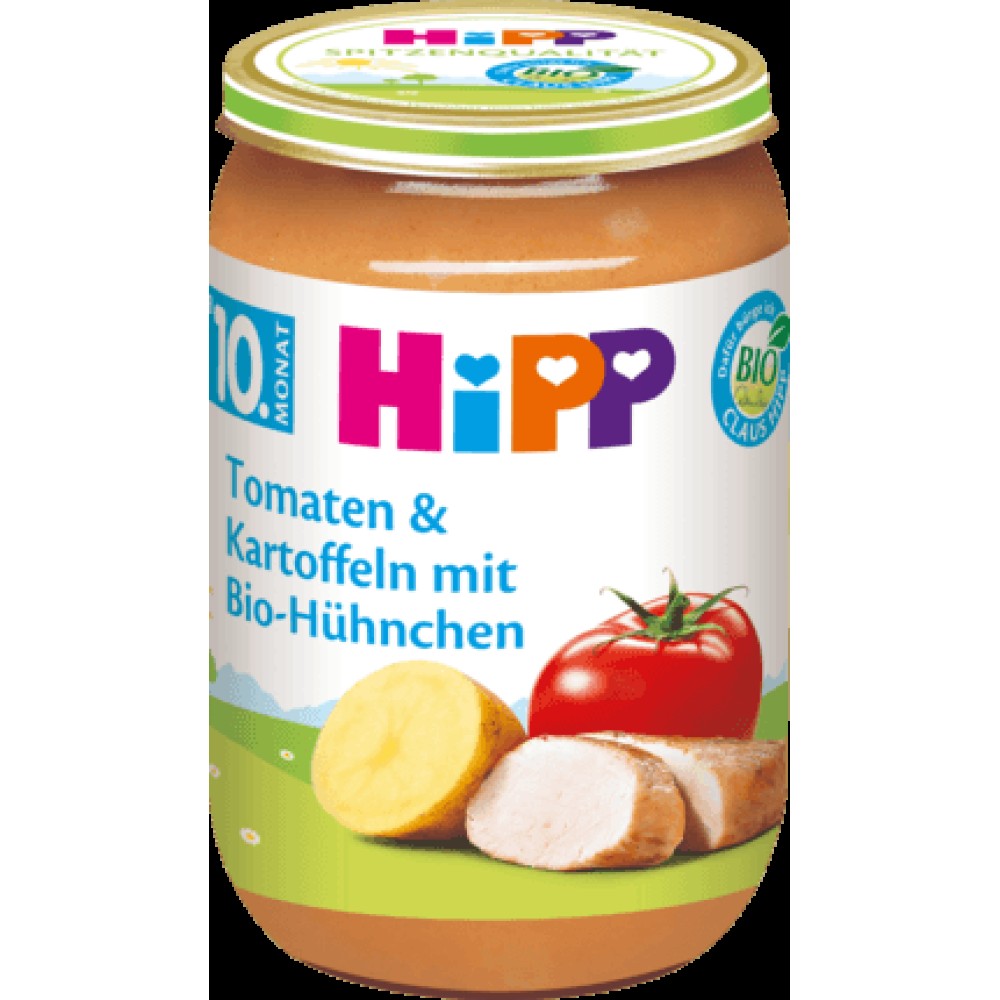 Hipp | Γεύμα Κοτόπουλο με Πατάτες & Τομάτα Βιολογικής Παραγωγής από τον 10 Μήνα | 220g