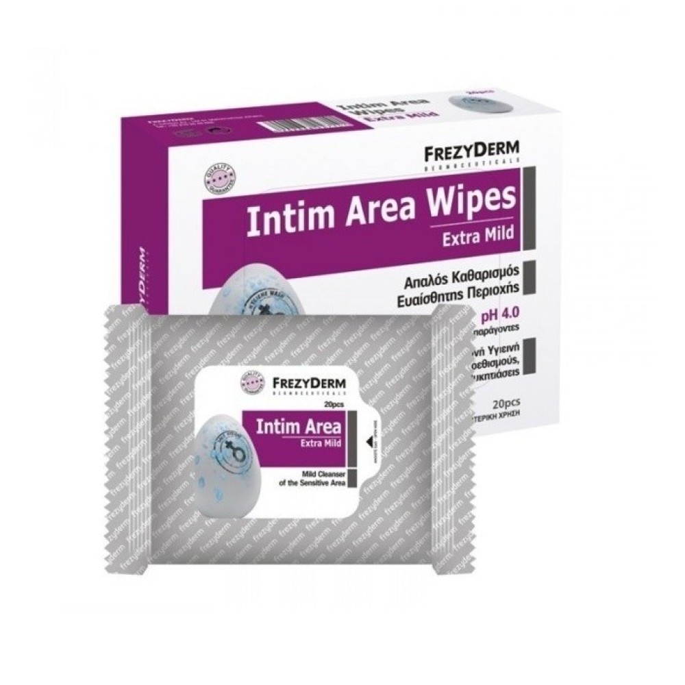 Frezyderm | Intim Area Wipes pH 4.0| Μαντηλάκια για τον Καθαρισμό της Ευαίσθητης Περιοχής | 20τεμ