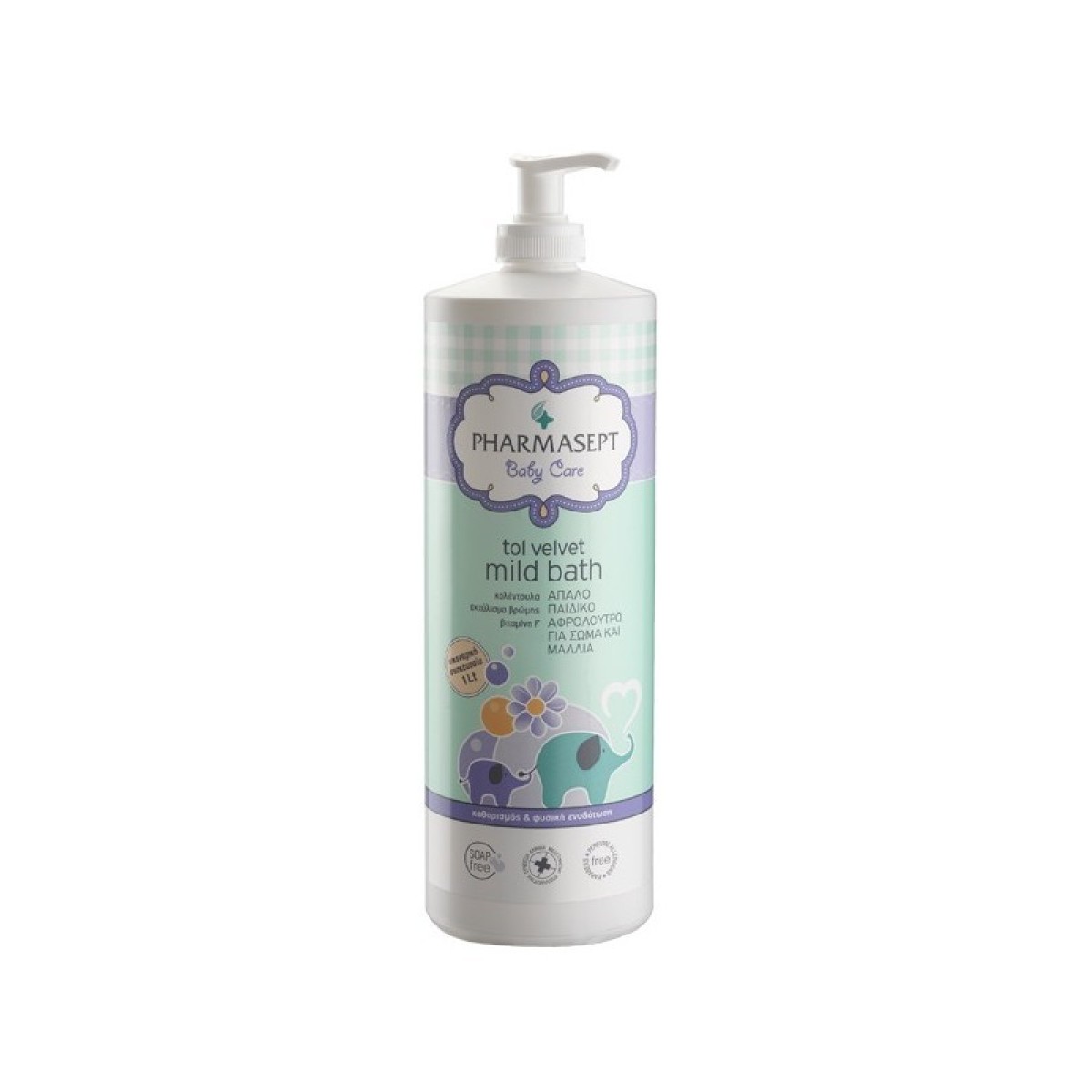 Pharmasept |  Tol Velvet Baby Mild Bath | Φυσικό Παιδικό Αφρόλουτρο για Σώμα & Μαλλιά |  1lt