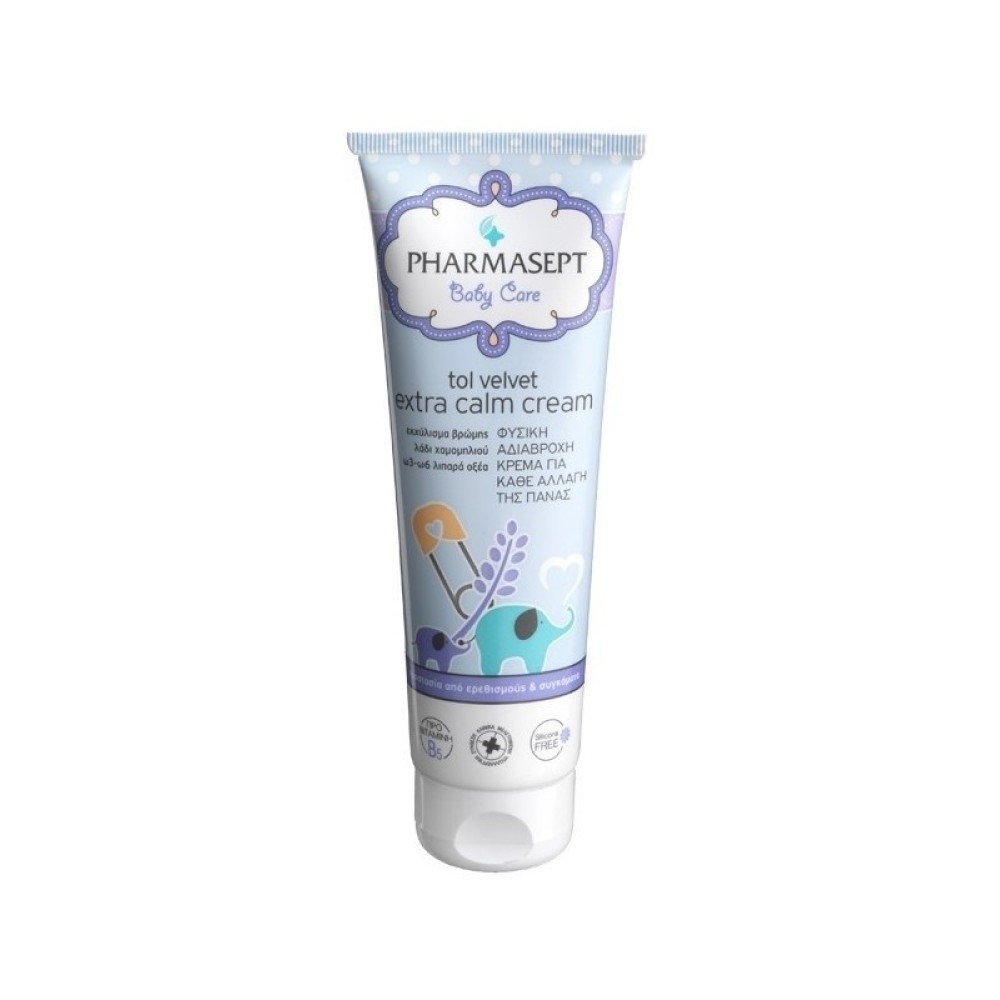 Pharmasept |  Tol Velvet Baby Extra Calm Cream | Φυσική Αδιάβροχη Κρέμα για Κάθε Αλλαγή της Πάνας |  150ml