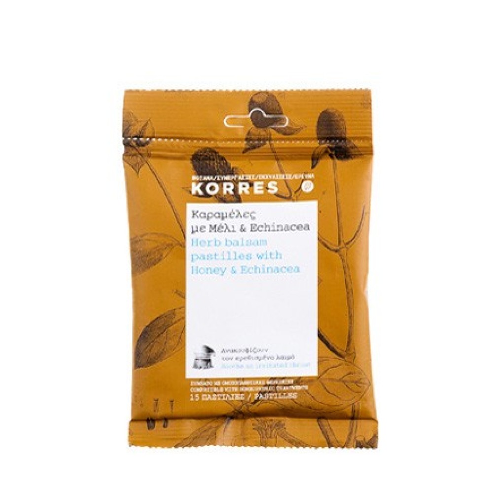 Korres | Herb Balsam Honey & Echinacea | Καραμέλες με Μέλι & Εχινάκεια | 15 Παστίλιες