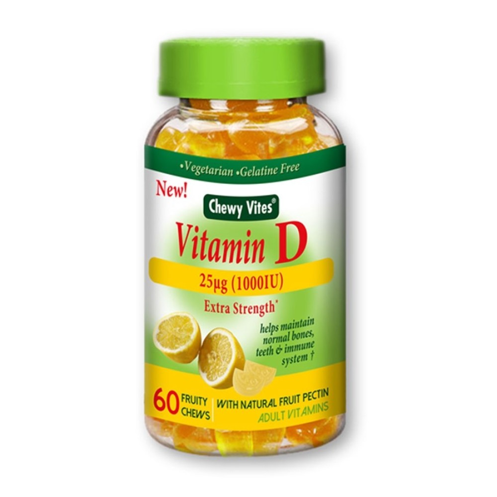 Chewy Vites | Vitamin D 25mg 1000iu | Μασώμενο Συμπλήρωμα Διατροφής Για Ενήλικες  D 1000IU   | 60 τμχ