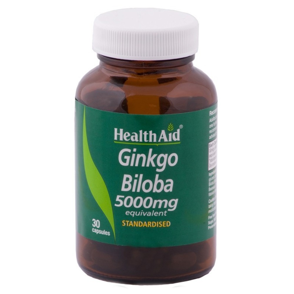 Health Aid | Ginkgo Biloba 5000mg | Συμπλήρωμα Διατροφής Τζίνγκο Μπιλόμπα | 30 caps