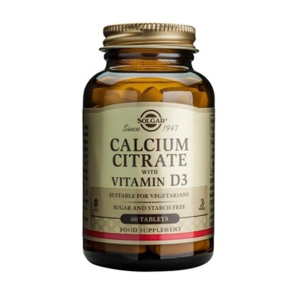 Solgar | Calcium Citrate with Vit. D3 | Συμπλήρωμα Διατροφής Ασβέστιο & Βιτ. D3 | 60tabs