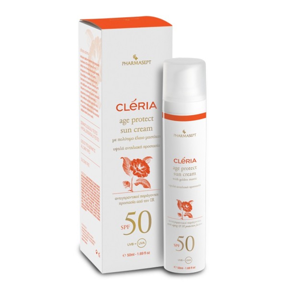 Cleria | Age Protect Sun Cream SPF 50 | Αντηλιακή Κρέμα Προσώπου με Αντιγηραντικούς Παράγοντες SPF 50 | 50ml