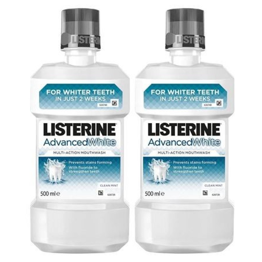 Listerine | Advanced White | Στοματικό Διάλυμα που Λευκαίνει τα Δόντια 1 & 1 Δώρο | 2 x 500ml