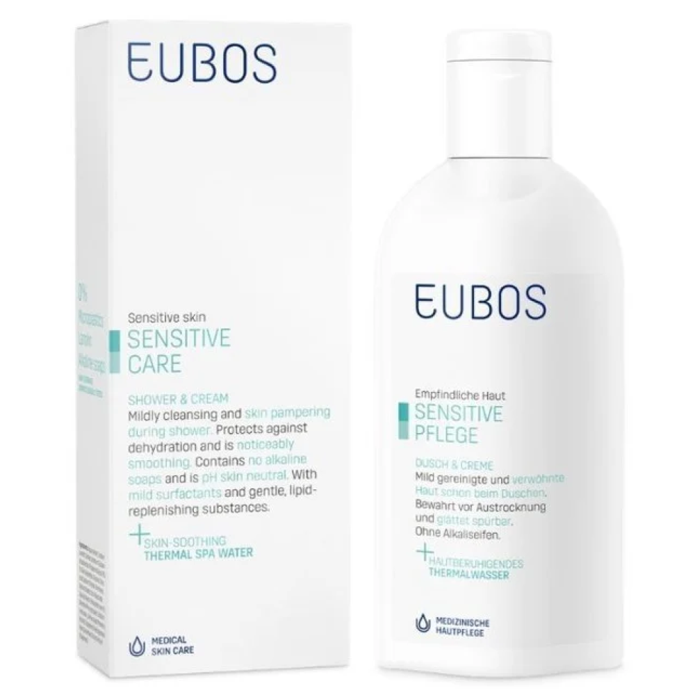Eubos | Sensitive Shower & Cream | Απαλό Υγρό Καθαρισμού Σώματος για Ξηρή Επιδερμίδα | 200ml