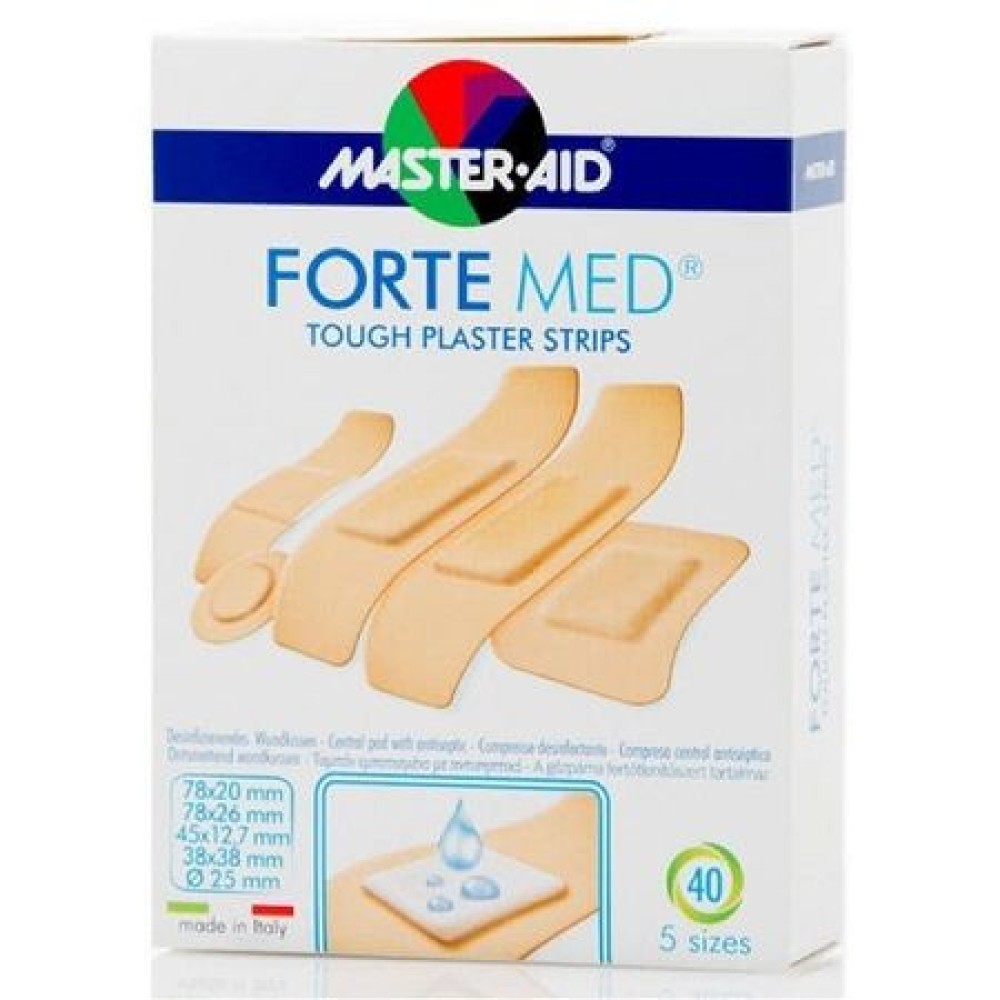 Master Aid | ForteMed  | Αυτοκόλλητες  Αντικολλητικές Γάζες 5 Μεγέθη | 40τμχ
