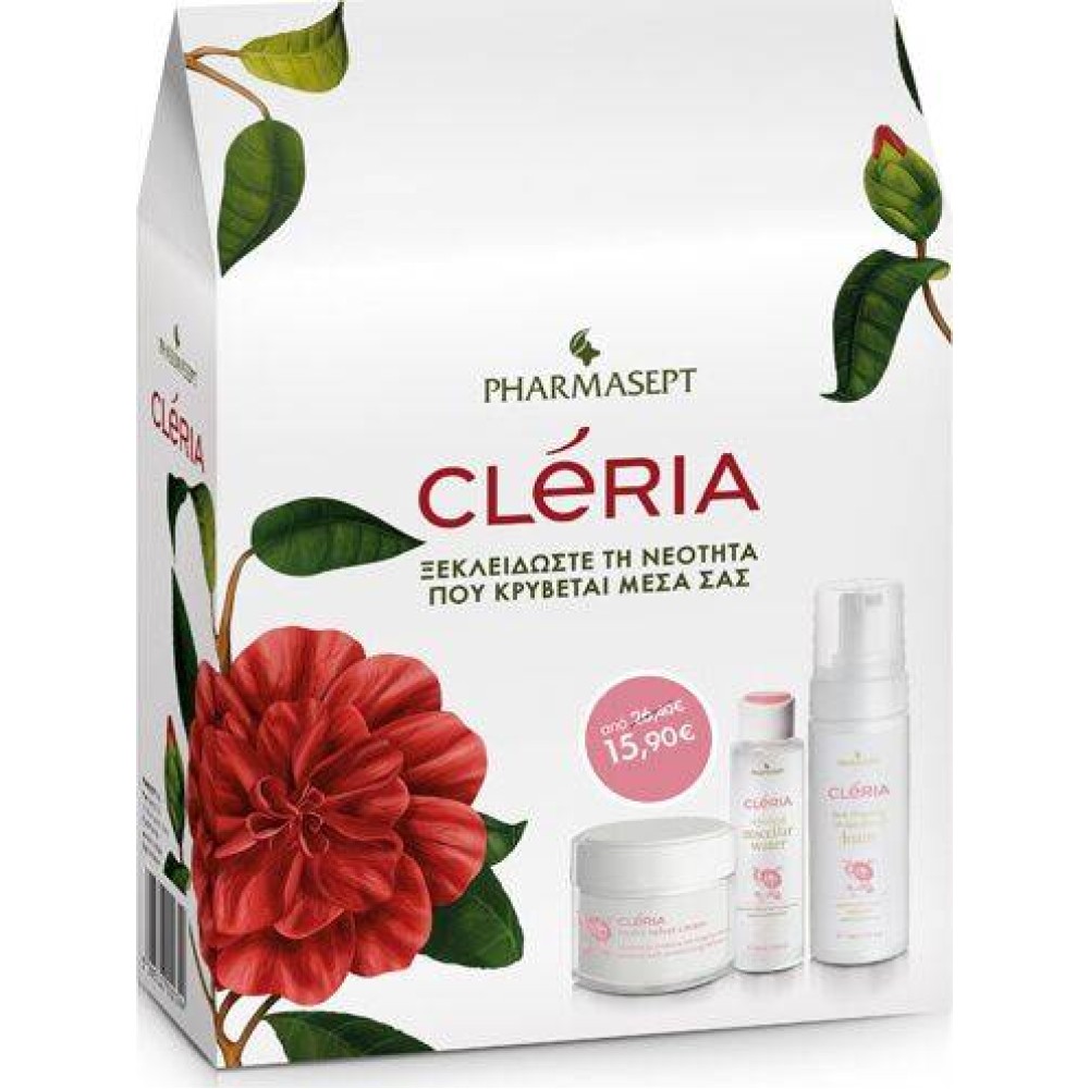 Pharmasept | Cleria Box | Hydra Velvet Cream 50ml & Face Cleansing & Demake-up Foam 150ml & Refreshing Micellar Water 100ml