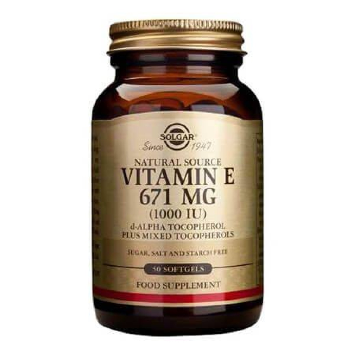 Solgar | Vitamin E 671MG 1000 IU | Συμπλήρωμα Διατροφής με Ισχυρή Αντιοξειδωτική Δράση | 50caps