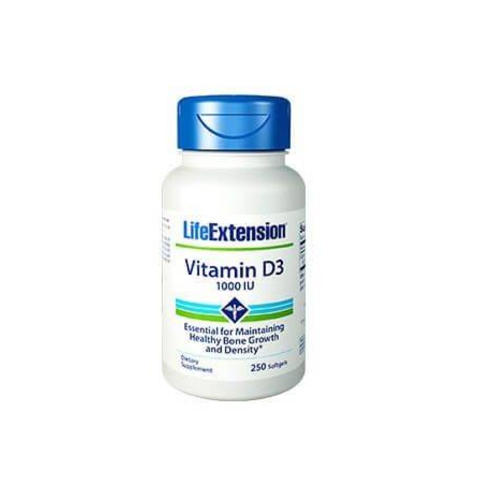 LifeExtension | Vitamin D3 1000 IU | Συμπλήρωμα Διατροφής για Υγιή Οστά | 250tabs